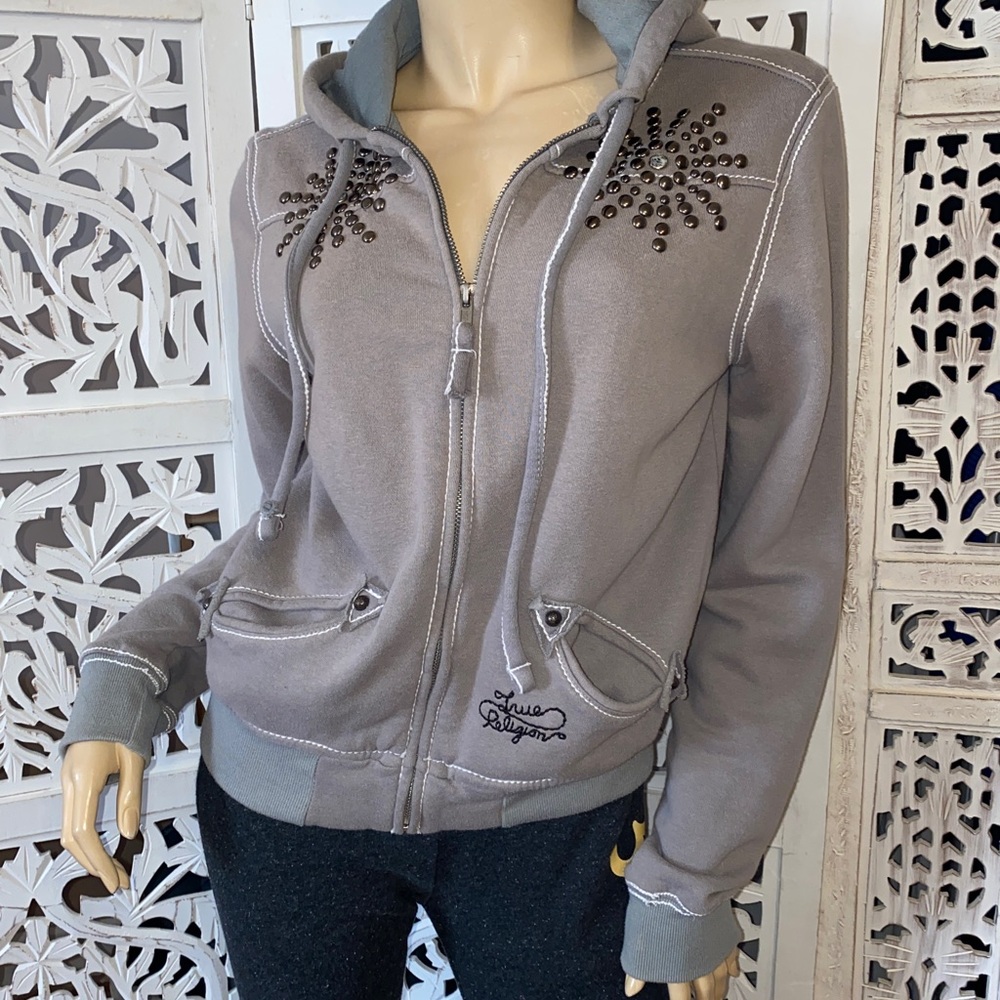 True Religion Studded hoodie sweatshirt Sz  S